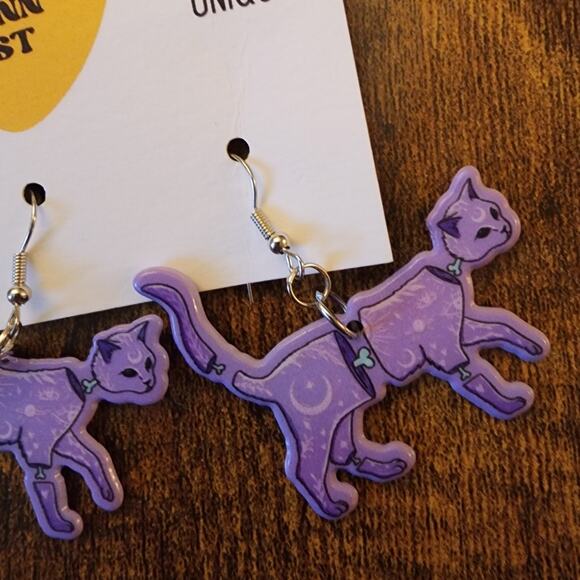 Pastel Galaxy Cat Earrings - Picture 3 of 3